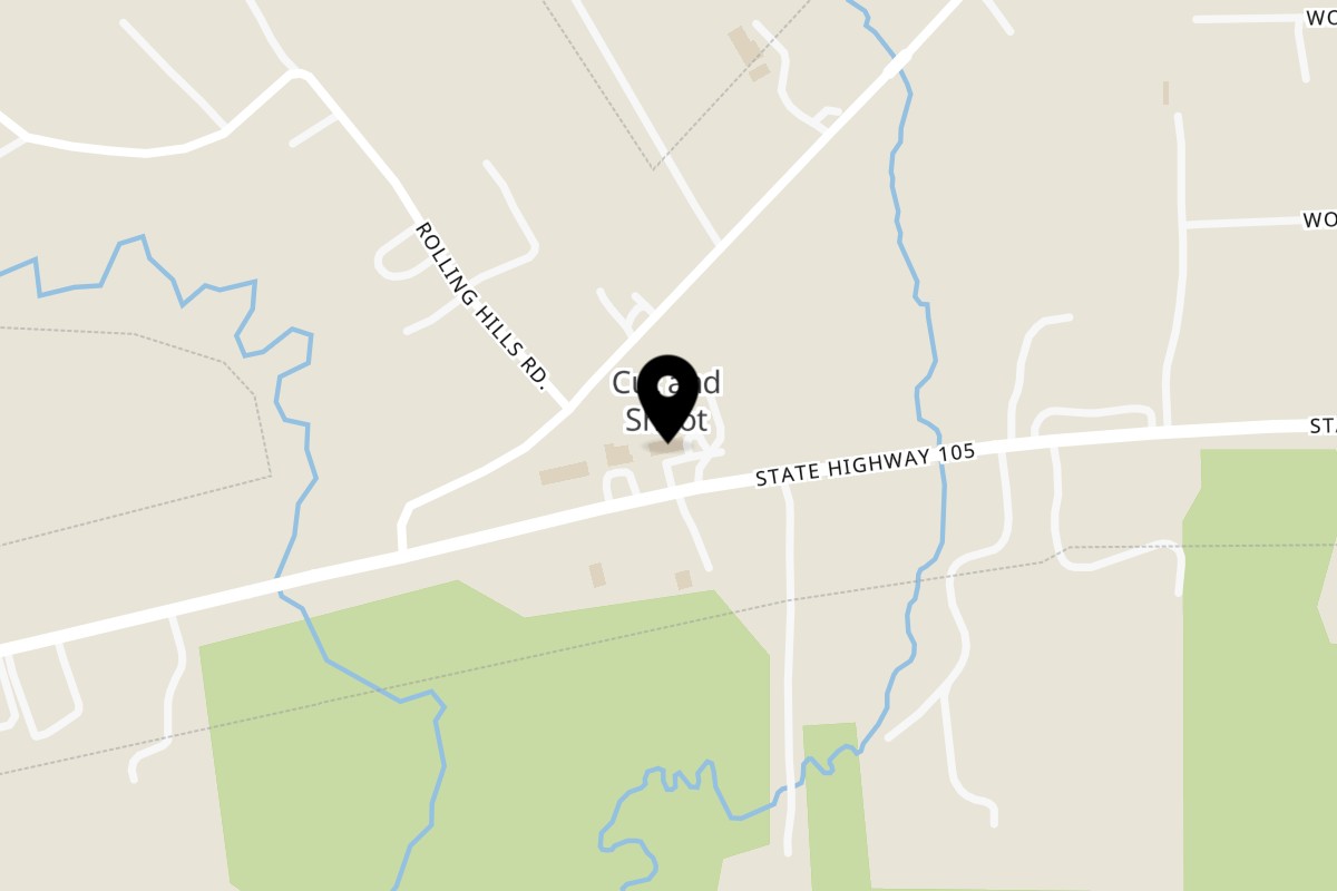 Map showing the location of MRS. V'S ROADHOUSE on 13985 TX-105 Ste C in Cut and Shoot